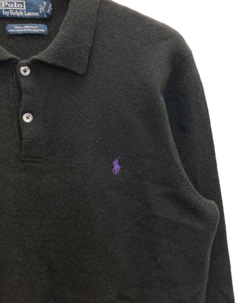 POLO RALPH LAUREN（ポロ・ラルフローレン）POLO RALPH LAUREN (ポロ・ラルフローレン) LAMB WOOL KNIT POLO SHIRTS ブラック サイズ:XLの古着・服飾アイテム