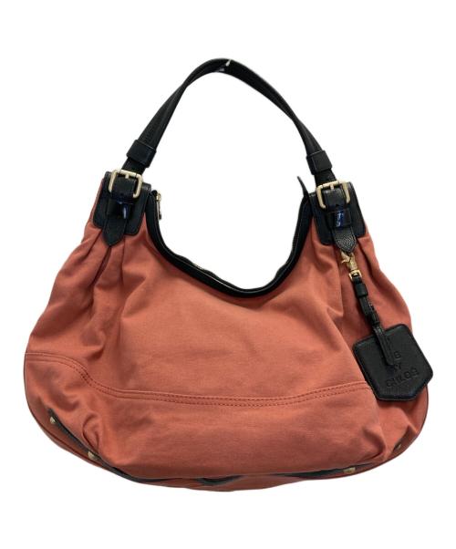 SEE BY CHLOE（シーバイクロエ）SEE BY CHLOE (シーバイクロエ) キャンバスレザーコンビボーボーショルダーバッグ ピンクの古着・服飾アイテム