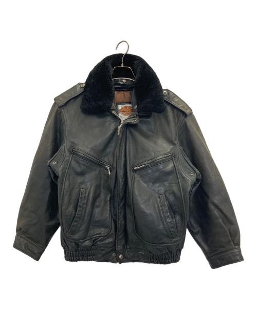 HARLEY-DAVIDSON（ハーレーダビッドソン）HARLEY-DAVIDSON (ハーレーダビッドソン) ボアカラーレザーライダースジャケット ブラック サイズ:40の古着・服飾アイテム