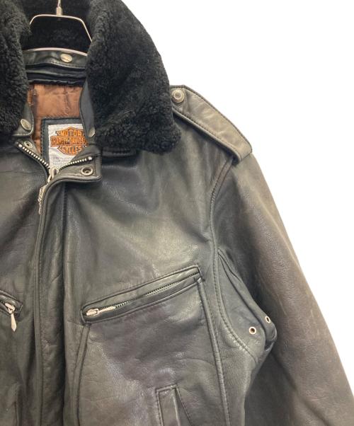 HARLEY-DAVIDSON（ハーレーダビッドソン）HARLEY-DAVIDSON (ハーレーダビッドソン) ボアカラーレザーライダースジャケット ブラック サイズ:40の古着・服飾アイテム