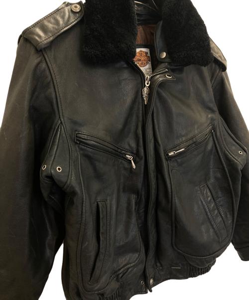 HARLEY-DAVIDSON（ハーレーダビッドソン）HARLEY-DAVIDSON (ハーレーダビッドソン) ボアカラーレザーライダースジャケット ブラック サイズ:40の古着・服飾アイテム