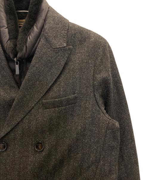 MOORER（ムーレー）MOORER (ムーレー) 立襟ファー付き ダウン チェスターコート ブラウン サイズ:48の古着・服飾アイテム