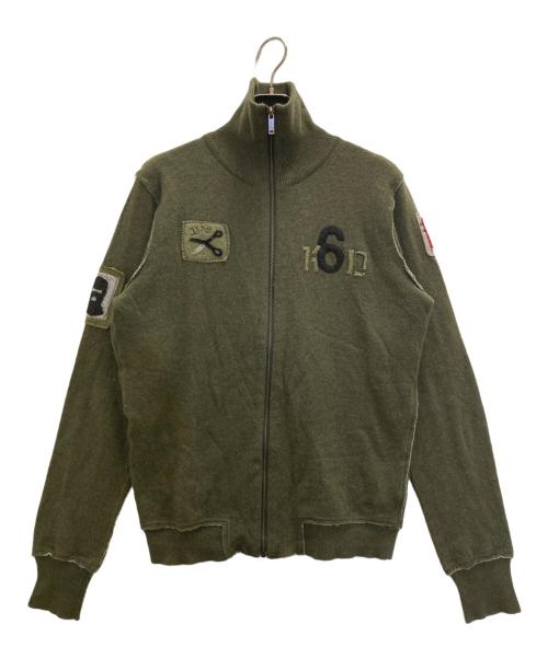 DIESEL（ディーゼル）DIESEL (ディーゼル) パッチワークドライバーズニット グリーン サイズ:Lの古着・服飾アイテム