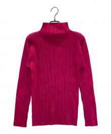 PLEATS PLEASE（プリーツプリーズ）の古着「プリーツL/S T-SHIRTS」｜ショッキングピンク