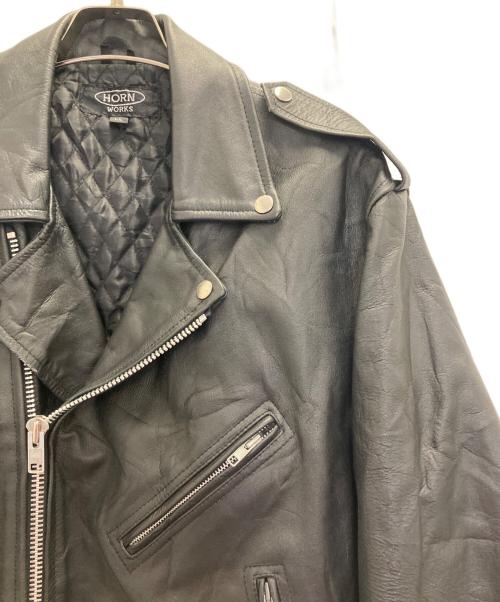 HORN WORKS（ホーンワークス）HORN WORKS (ホーンワークス) ダブルレザーライダースジャケット ブラック サイズ:XLの古着・服飾アイテム
