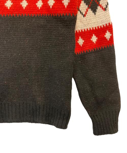 Needles（ニードルズ）Needles (ニードルズ) Crew Neck Sweater Argyle ブラック×レッド サイズ:sの古着・服飾アイテム