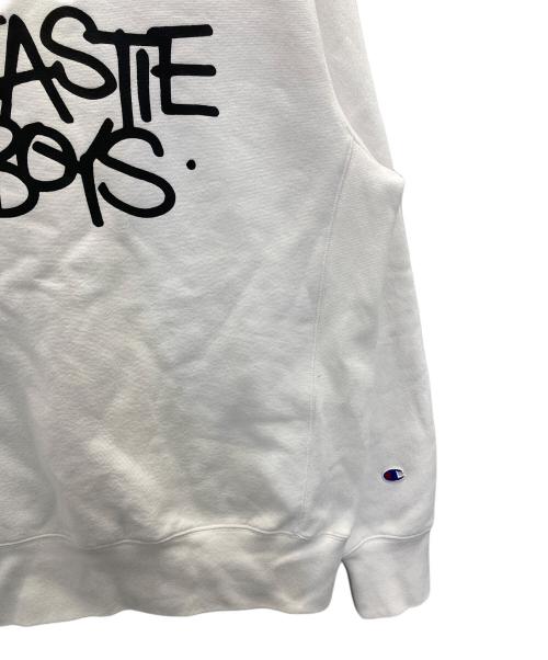 Champion REVERSE WEAVE（チャンピオン リバース ウィーブ）Champion REVERSE WEAVE (チャンピオン リバース ウィーブ) Beastie Boys (ビースティ・ボーイズ) クルーネックスウェットシャツ ホワイト サイズ:Ｌの古着・服飾アイテム