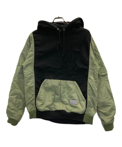 LIBERE（リベーレ）LIBERE (リベーレ) MA-1 MK3 ZIP-UP HOODIE ブラック×オリーブ サイズ:表記なしの古着・服飾アイテム