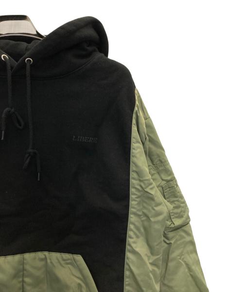 LIBERE（リベーレ）LIBERE (リベーレ) MA-1 MK3 ZIP-UP HOODIE ブラック×オリーブ サイズ:表記なしの古着・服飾アイテム