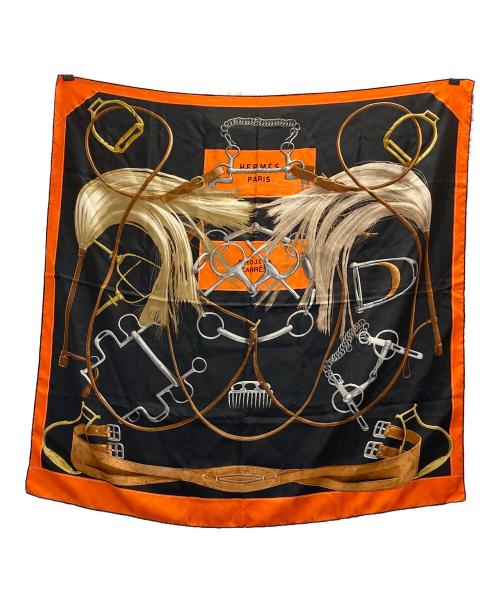 HERMES（エルメス）HERMES (エルメス) スカーフ ブラック×オレンジの古着・服飾アイテム