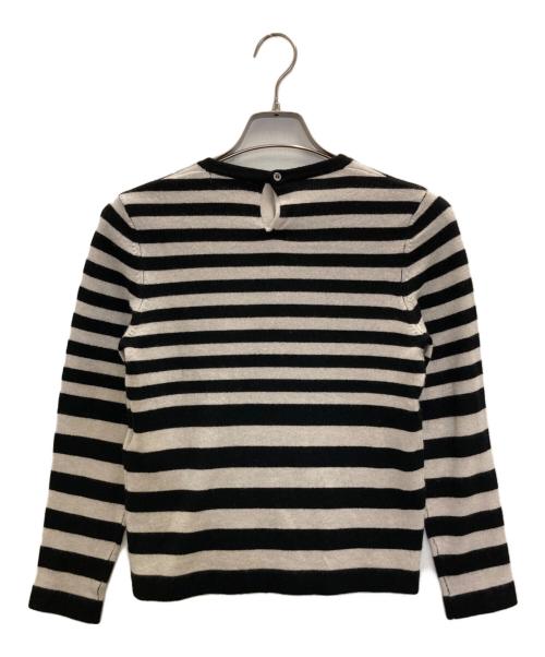 23区（ニジュウサンク）23区 (ニジュウサンク) ボーダーカシミヤ混ニット ブラック サイズ:Sの古着・服飾アイテム