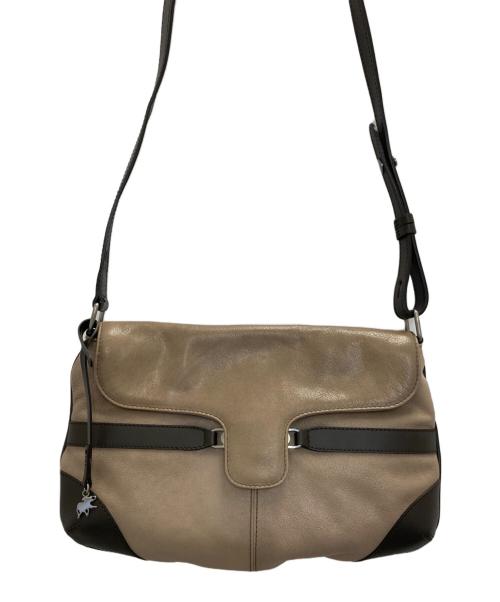 HUNTING WORLD（ハンティングワールド）HUNTING WORLD (ハンティングワールド) レザーショルダーバッグ ベージュの古着・服飾アイテム