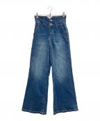 Snidelスナイデル）の古着「ハイウエストフレアデニムパンツ」｜ブルー