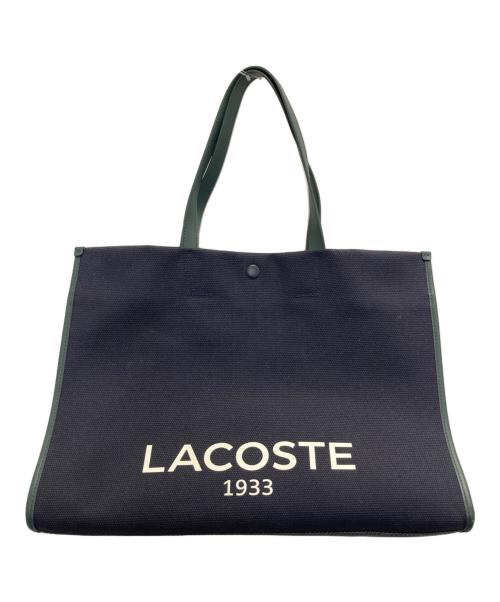 LACOSTE（ラコステ）LACOSTE (ラコステ) ヘリテージキャンバス テニススタイルトートバッグ ネイビーの古着・服飾アイテム