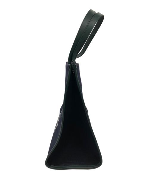 LACOSTE（ラコステ）LACOSTE (ラコステ) ヘリテージキャンバス テニススタイルトートバッグ ネイビーの古着・服飾アイテム