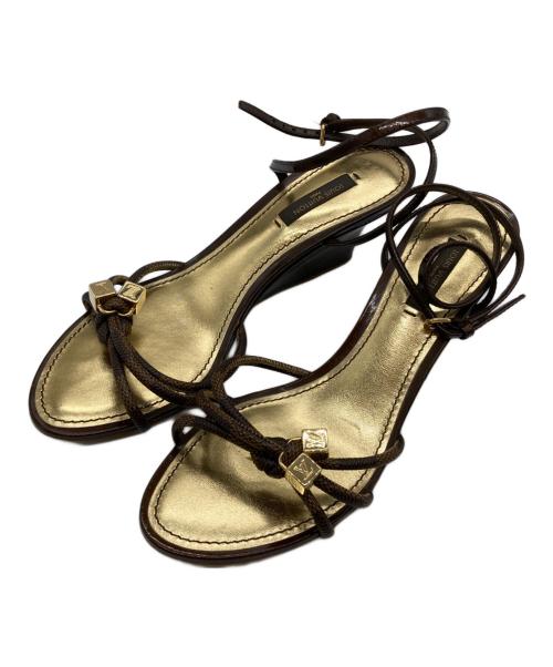 LOUIS VUITTON（ルイ ヴィトン）LOUIS VUITTON (ルイ ヴィトン) ウェッジソールサンダル ブラウン サイズ:37の古着・服飾アイテム