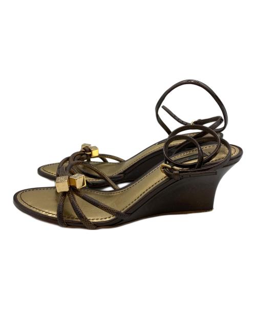 LOUIS VUITTON（ルイ ヴィトン）LOUIS VUITTON (ルイ ヴィトン) ウェッジソールサンダル ブラウン サイズ:37の古着・服飾アイテム