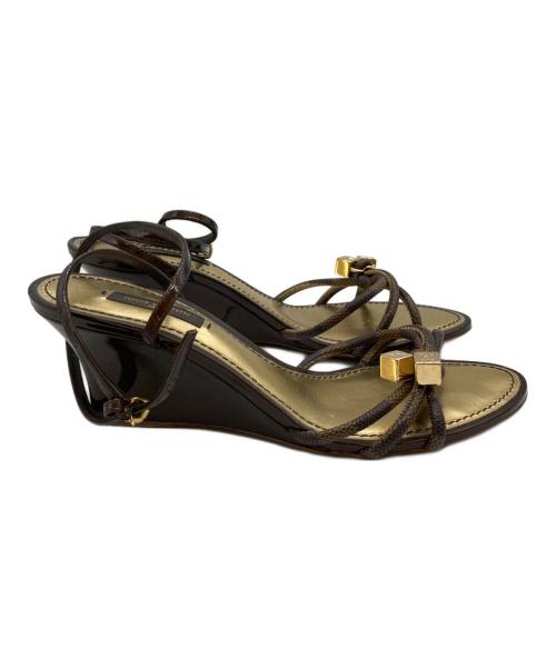 LOUIS VUITTON（ルイ ヴィトン）LOUIS VUITTON (ルイ ヴィトン) ウェッジソールサンダル ブラウン サイズ:37の古着・服飾アイテム