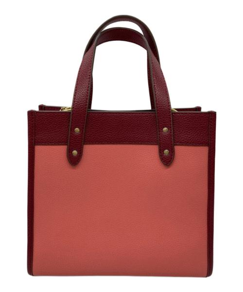 COACH（コーチ）COACH (コーチ) FIELD TOTE 22 レッド×ピンクの古着・服飾アイテム