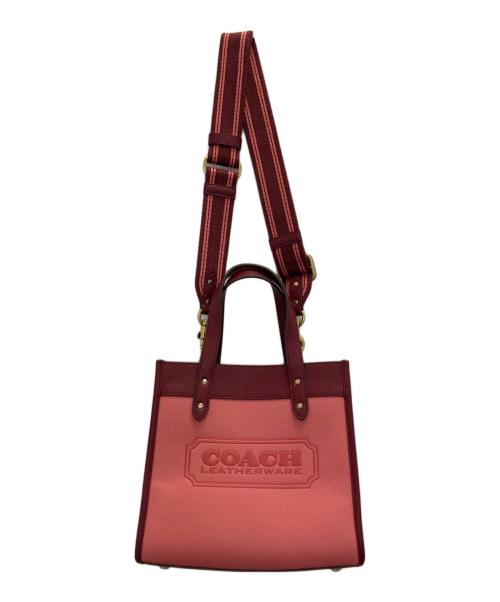 COACH（コーチ）COACH (コーチ) FIELD TOTE 22 レッド×ピンクの古着・服飾アイテム