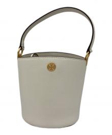 TORY BURCH（トリーバーチ）の古着「Robinson ミニレザーバケツバック」｜ホワイト