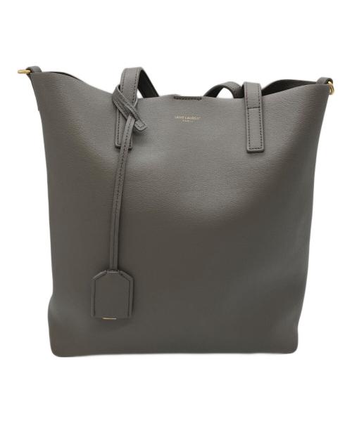 Saint Laurent Paris（サンローランパリ）Saint Laurent Paris (サンローランパリ) レザートートバッグ グレーの古着・服飾アイテム