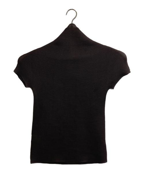 me ISSEY MIYAKE（ミーイッセイ ミヤケ）me ISSEY MIYAKE (ミーイッセイ ミヤケ) ハイネックプリーツS/Sブラウス ブラウン サイズ:FREEの古着・服飾アイテム