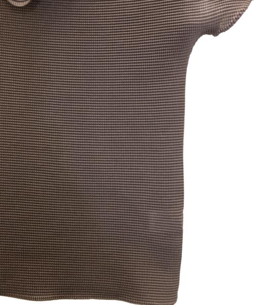me ISSEY MIYAKE（ミーイッセイ ミヤケ）me ISSEY MIYAKE (ミーイッセイ ミヤケ) ハイネックプリーツS/Sブラウス ブラウン サイズ:FREEの古着・服飾アイテム