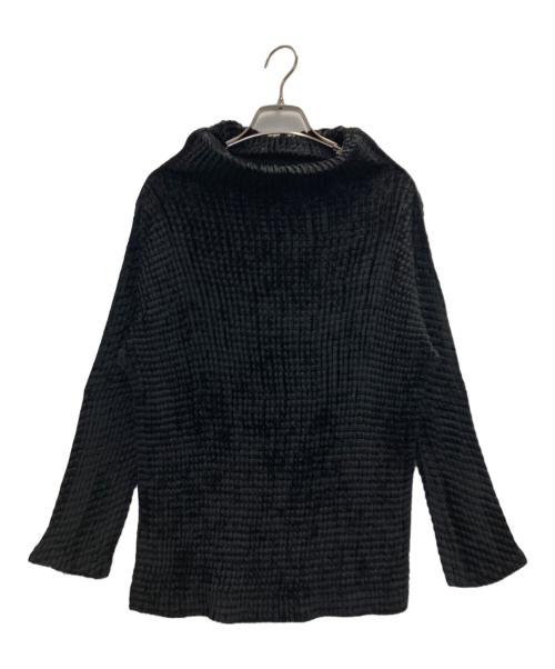 me ISSEY MIYAKE（ミーイッセイ ミヤケ）me ISSEY MIYAKE (ミーイッセイ ミヤケ) ベロアプリーツトップ ブラック サイズ:freeの古着・服飾アイテム