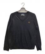 miles kane×FRED PERRYマイルズ・ケイン×フレッドペリー）の古着「Vネックラメニット」｜ブラック