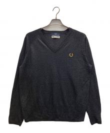 miles kane×FRED PERRY（マイルズ・ケイン×フレッドペリー）の古着「Vネックラメニット」｜ブラック