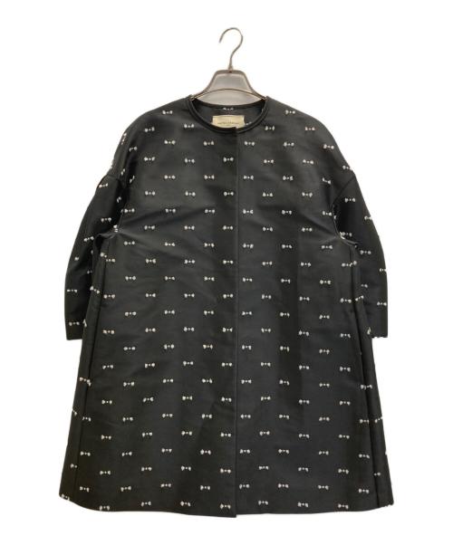 UNITED ARROWS（ユナイテッドアローズ）UNITED ARROWS (ユナイテッドアローズ) リボンカット ジャガード コート ブラック サイズ:38の古着・服飾アイテム