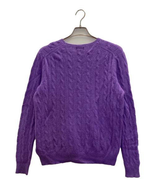 POLO RALPH LAUREN（ポロ・ラルフローレン）POLO RALPH LAUREN (ポロ・ラルフローレン) カシミヤ混クルーネックケーブルニット パープル サイズ:XLの古着・服飾アイテム