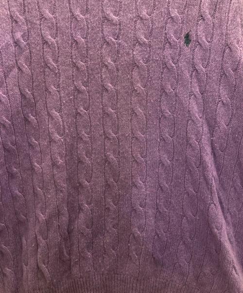 POLO RALPH LAUREN（ポロ・ラルフローレン）POLO RALPH LAUREN (ポロ・ラルフローレン) カシミヤ混クルーネックケーブルニット パープル サイズ:XLの古着・服飾アイテム