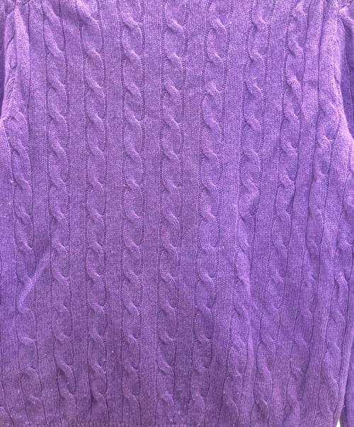 POLO RALPH LAUREN（ポロ・ラルフローレン）POLO RALPH LAUREN (ポロ・ラルフローレン) カシミヤ混クルーネックケーブルニット パープル サイズ:XLの古着・服飾アイテム