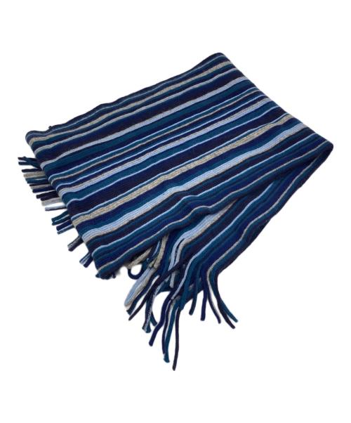 PAUL SMITH（ポールスミス）Paul Smith (ポールスミス) カシミヤストライプマフラー ブルーの古着・服飾アイテム