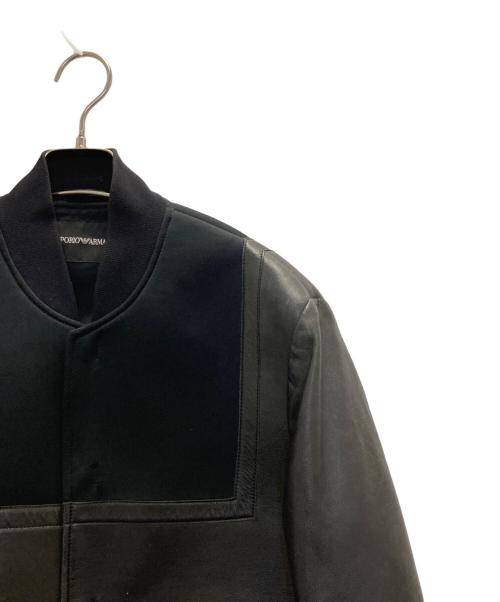 EMPORIO ARMANI（エンポリオアルマーニ）EMPORIO ARMANI (エンポリオアルマーニ) 切替ラムレザーブルゾン ブラック サイズ:48の古着・服飾アイテム
