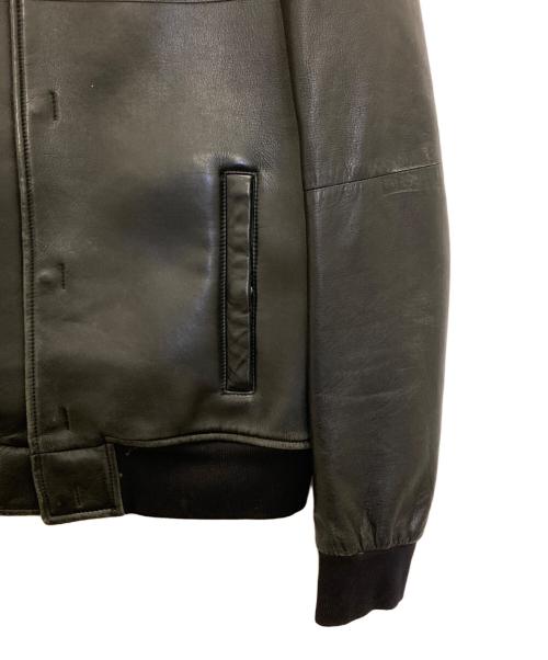 EMPORIO ARMANI（エンポリオアルマーニ）EMPORIO ARMANI (エンポリオアルマーニ) 切替ラムレザーブルゾン ブラック サイズ:48の古着・服飾アイテム