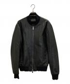 ）の古着「ダブルジップウロコラムレザーブルゾン」｜ブラック