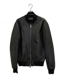 EMPORIO ARMANI（エンポリオアルマーニ）の古着「ダブルジップウロコラムレザーブルゾン」｜ブラック