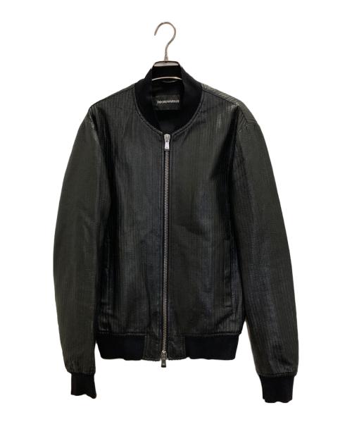 EMPORIO ARMANI（エンポリオアルマーニ）EMPORIO ARMANI (エンポリオアルマーニ) ダブルジップウロコラムレザーブルゾン ブラック サイズ:46の古着・服飾アイテム