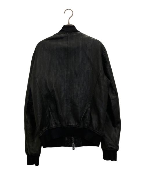 EMPORIO ARMANI（エンポリオアルマーニ）EMPORIO ARMANI (エンポリオアルマーニ) ダブルジップウロコラムレザーブルゾン ブラック サイズ:46の古着・服飾アイテム