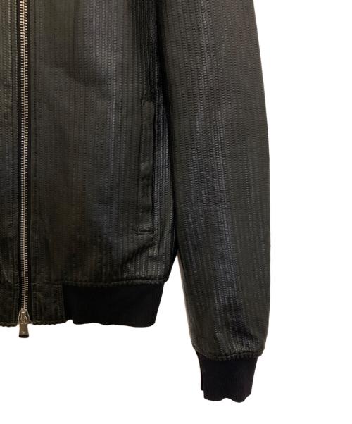 EMPORIO ARMANI（エンポリオアルマーニ）EMPORIO ARMANI (エンポリオアルマーニ) ダブルジップウロコラムレザーブルゾン ブラック サイズ:46の古着・服飾アイテム
