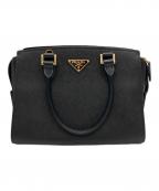 PRADAプラダ）の古着「ガレリア サフィアーノレザー ミディアムバッグ」｜ブラック
