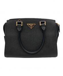 PRADA（プラダ）の古着「ガレリア サフィアーノレザー ミディアムバッグ」｜ブラック