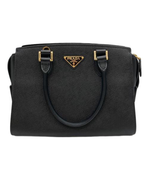 PRADA（プラダ）PRADA (プラダ) ガレリア サフィアーノレザー ミディアムバッグ ブラックの古着・服飾アイテム