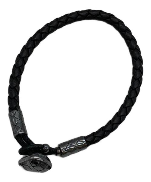BOTTEGA VENETA（ボッテガベネタ）BOTTEGA VENETA (ボッテガベネタ) イントレチャート ブレスレット ブラックの古着・服飾アイテム