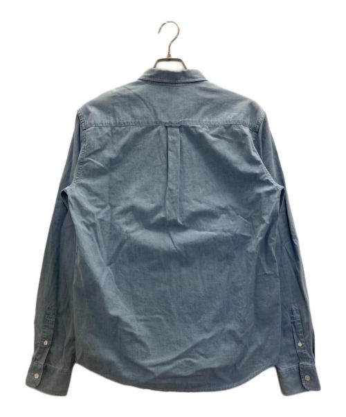 maison kitsune（メゾンキツネ）MAISON KITSUNE (メゾンキツネ) フォックスヘッドクラシックシャツ ブルー サイズ:40の古着・服飾アイテム