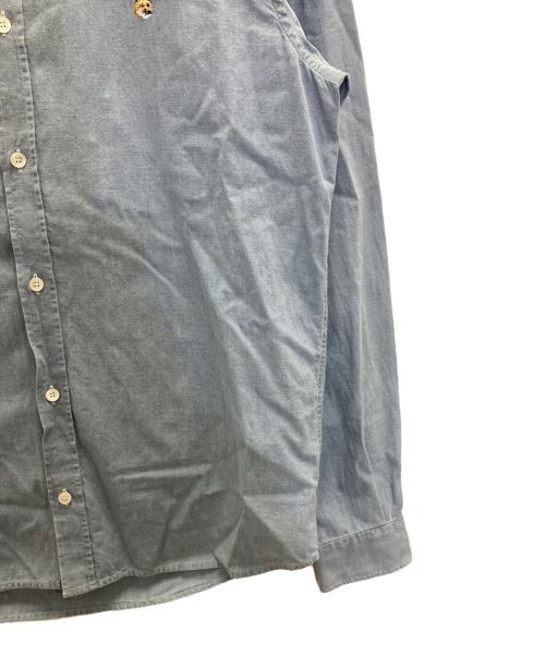 maison kitsune（メゾンキツネ）MAISON KITSUNE (メゾンキツネ) フォックスヘッドクラシックシャツ ブルー サイズ:40の古着・服飾アイテム