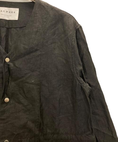 MACPHEE（マカフィー）MACPHEE (マカフィー) リネンポリエステルソフトクロス Vネックアーミージャケット ブラック サイズ:36の古着・服飾アイテム